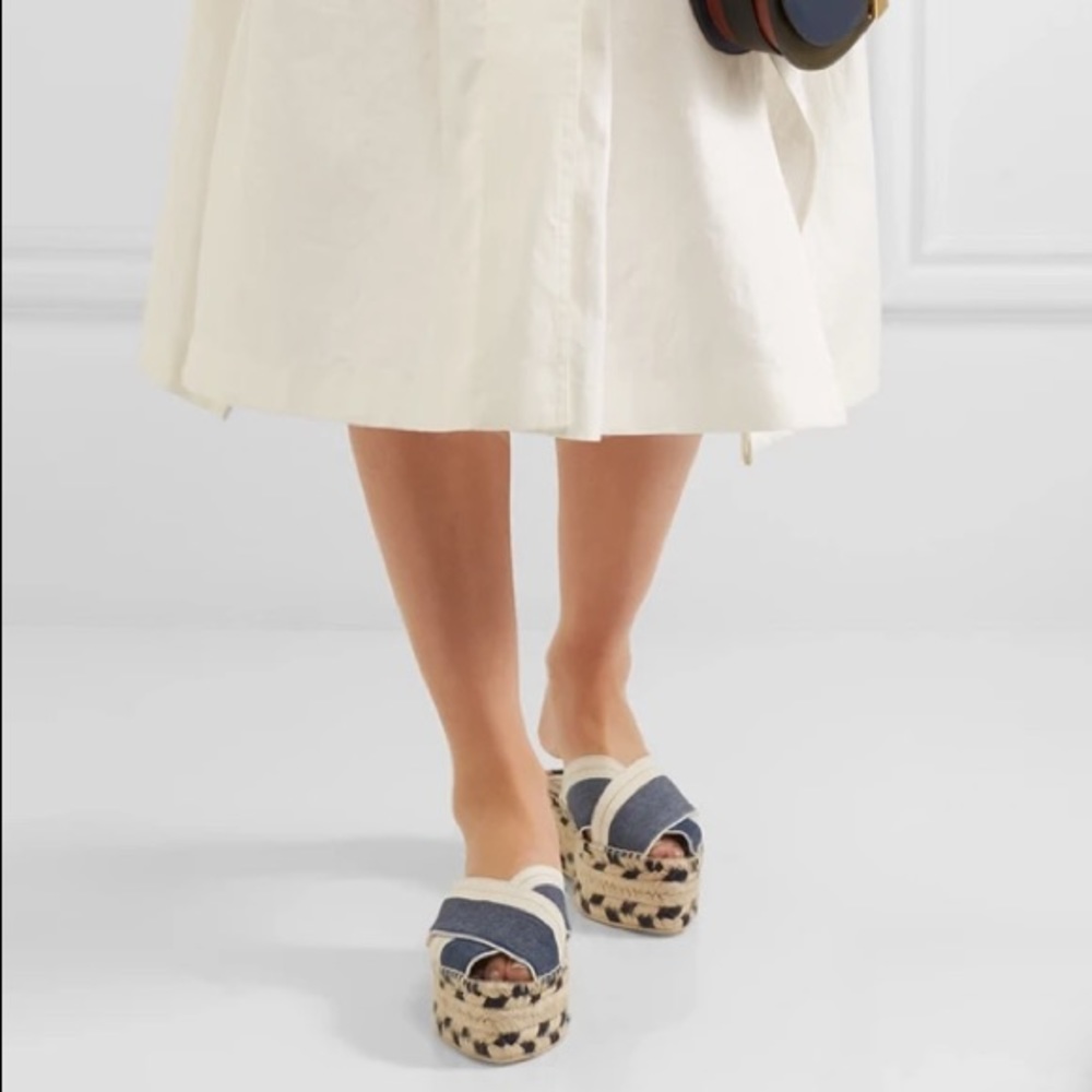 Stella McCartney Two Tone Canvas Espadrille Slides